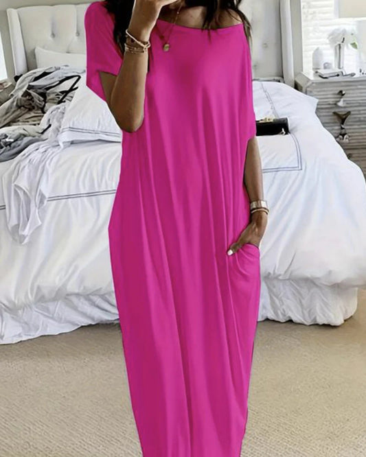 Off-Shoulder Batwing Sleeve Maxi Lounge Dress