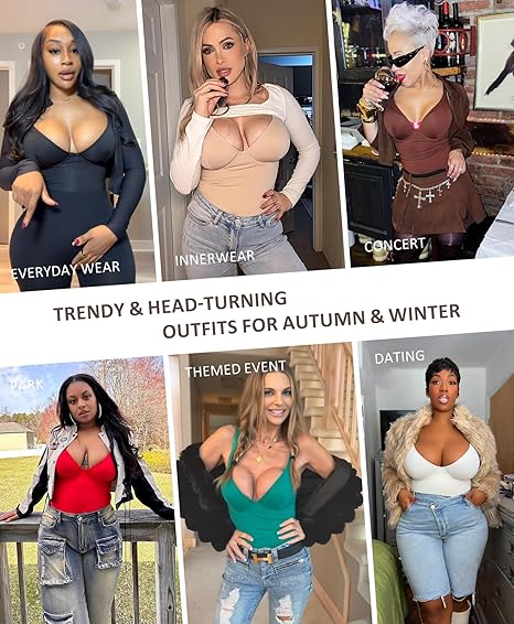 Fonicx Fit™ Deep V Shapewear Bodysuit – Tummy Control Thong Body Shaper for Women