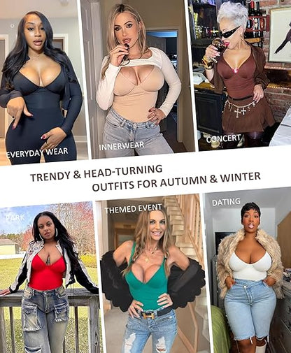 Fonicx Fit™ Deep V Shapewear Bodysuit – Tummy Control Thong Body Shaper for Women