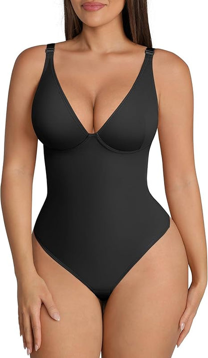 Fonicx Fit™ Deep V Shapewear Bodysuit – Tummy Control Thong Body Shaper for Women