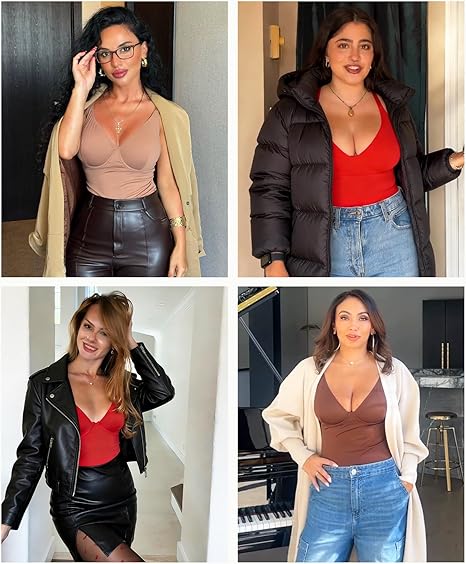 Fonicx Fit™ Deep V Shapewear Bodysuit – Tummy Control Thong Body Shaper for Women