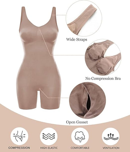 Fonicx Fit™ Mid-Thigh Shaping Bodysuit – Seamless Tummy Control Full Body Shaper
