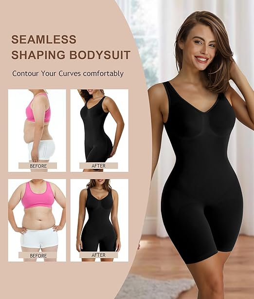 Fonicx Fit™ Mid-Thigh Shaping Bodysuit – Seamless Tummy Control Full Body Shaper