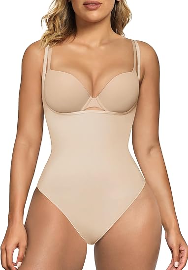 Fonicx Fit™ Open Bust Shapewear Bodysuit – Seamless Tummy Control High Waisted Body Shaper