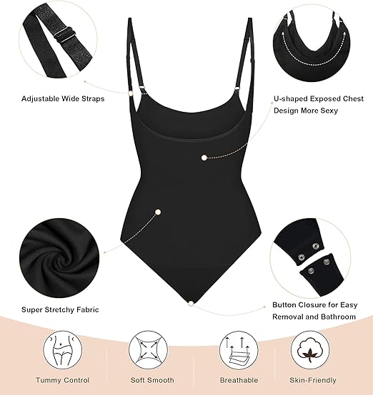 Fonicx Fit™ Open Bust Shapewear Bodysuit – Seamless Tummy Control High Waisted Body Shaper
