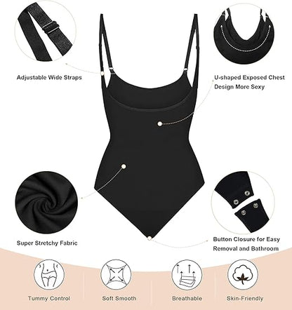 Fonicx Fit™ Open Bust Shapewear Bodysuit – Seamless Tummy Control High Waisted Body Shaper