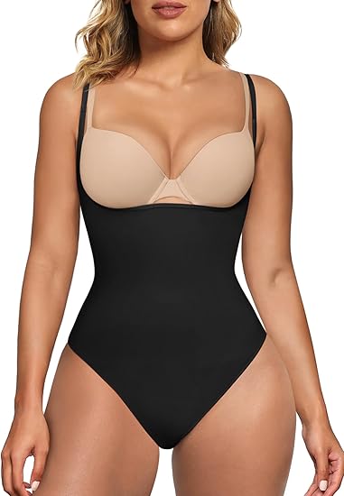 Fonicx Fit™ Open Bust Shapewear Bodysuit – Seamless Tummy Control High Waisted Body Shaper
