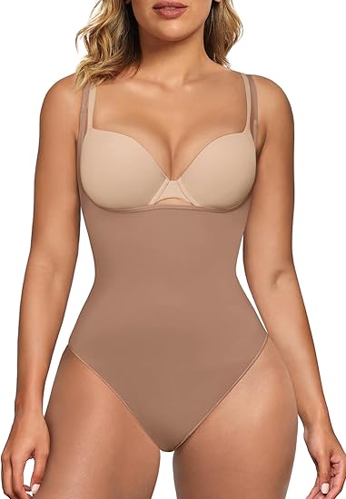 Fonicx Fit™ Open Bust Shapewear Bodysuit – Seamless Tummy Control High Waisted Body Shaper
