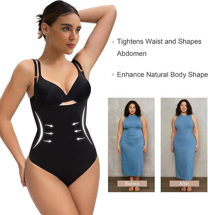 Fonicx Fit™ Open Bust Shapewear Bodysuit – Seamless Tummy Control High Waisted Body Shaper
