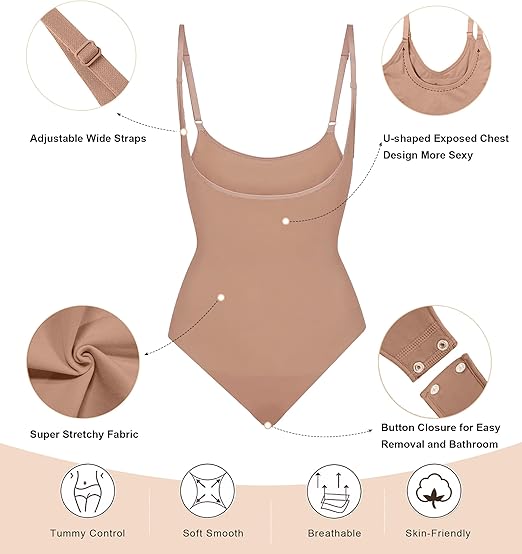 Fonicx Fit™ Open Bust Shapewear Bodysuit – Seamless Tummy Control High Waisted Body Shaper