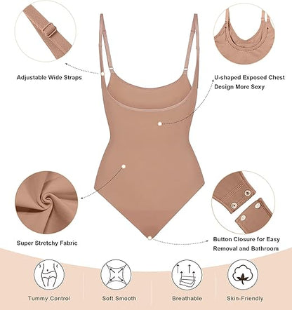 Fonicx Fit™ Open Bust Shapewear Bodysuit – Seamless Tummy Control High Waisted Body Shaper