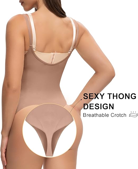 Fonicx Fit™ Open Bust Shapewear Bodysuit – Seamless Tummy Control High Waisted Body Shaper