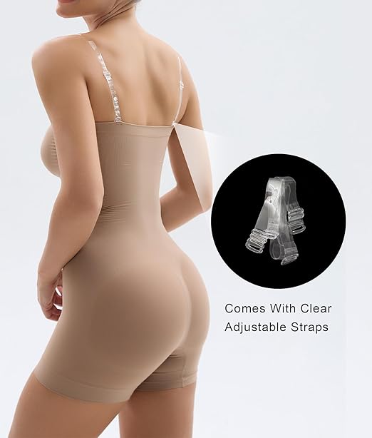 Fonicx Fit™ Strapless Shortie Bodysuit – Seamless Tummy Control Shapewear with Removable Straps