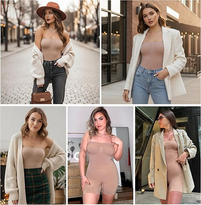 Fonicx Fit™ Strapless Shortie Bodysuit – Seamless Tummy Control Shapewear with Removable Straps