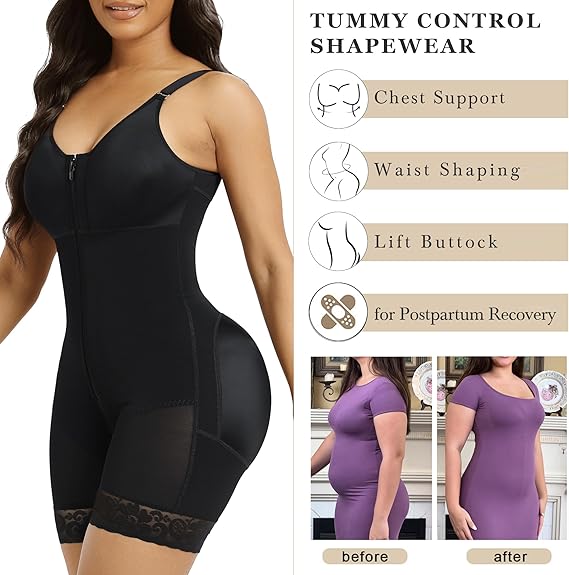 Fonicx Fit™ Colombian Postpartum Shapewear – Tummy Control Butt Lifter Body Shaper with Zipper Crotch