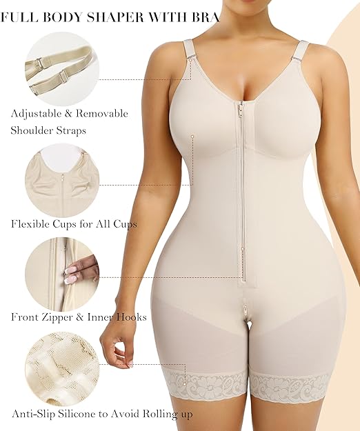 Fonicx Fit™ Colombian Postpartum Shapewear – Tummy Control Butt Lifter Body Shaper with Zipper Crotch