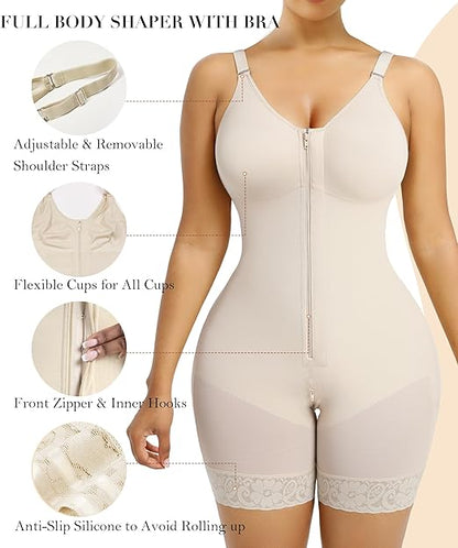Fonicx Fit™ Colombian Postpartum Shapewear – Tummy Control Butt Lifter Body Shaper with Zipper Crotch