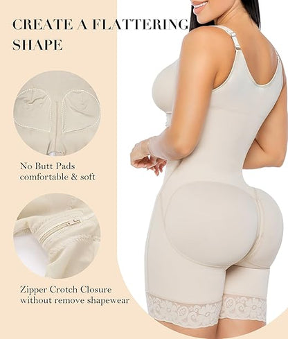 Fonicx Fit™ Colombian Postpartum Shapewear – Tummy Control Butt Lifter Body Shaper with Zipper Crotch