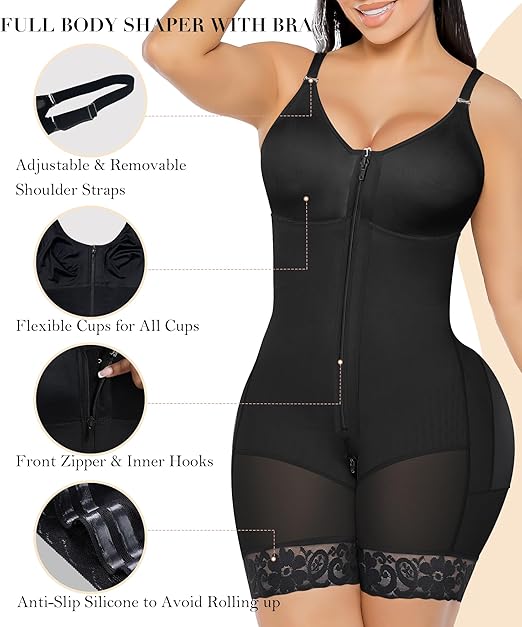 Fonicx Fit™ Colombian Postpartum Shapewear – Tummy Control Butt Lifter Body Shaper with Zipper Crotch