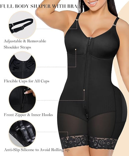 Fonicx Fit™ Colombian Postpartum Shapewear – Tummy Control Butt Lifter Body Shaper with Zipper Crotch