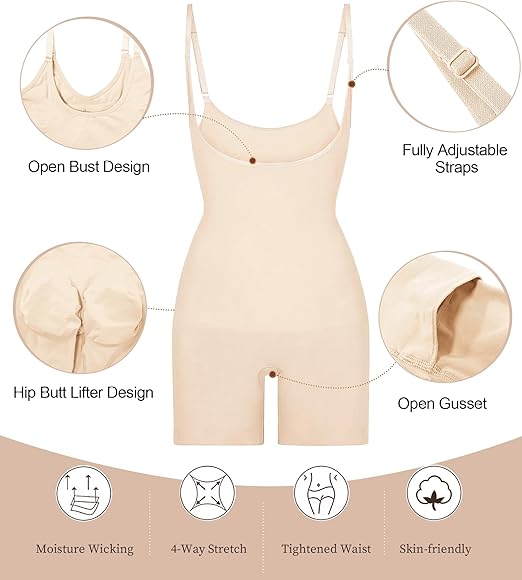 Fonicx Fit™ Colombian Butt Lifting Shapewear – Tummy Control Postpartum Faja Body Shaper with Zipper Crotch